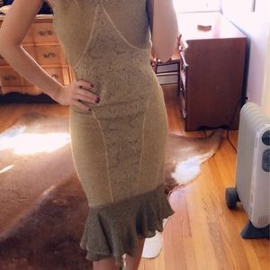 Zac Posen Gold embroidered dress